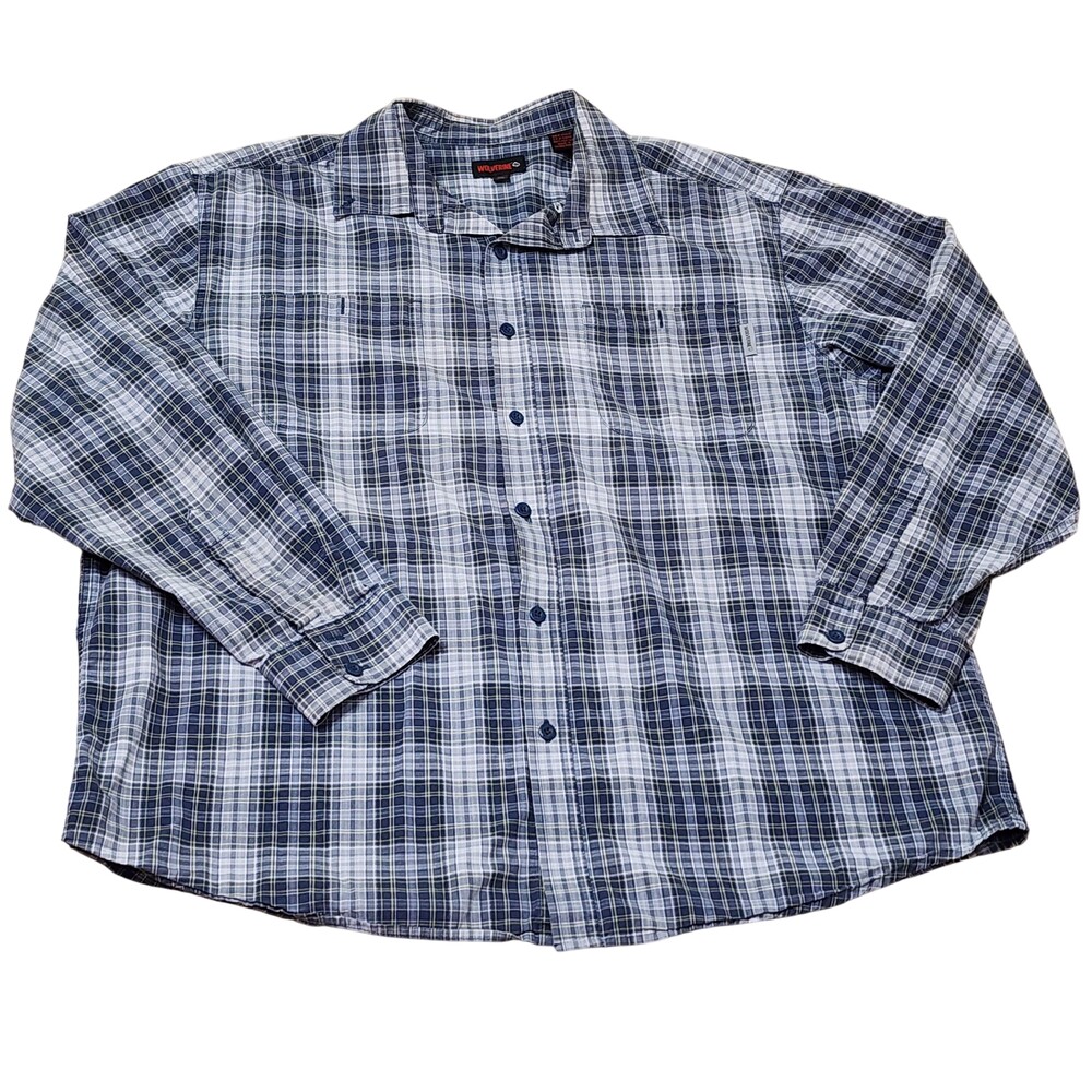 Wolverine Shirt Mens 2XL Blue Plaid Long Sleeve Button Up Workwear Cotton Casual